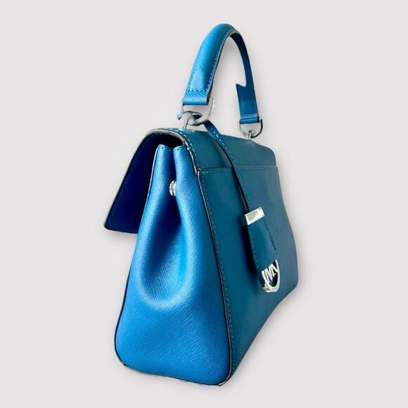 Michael Kors Denim Blue Ava Top Handle Satchel NWOT - Picture 7 of 14